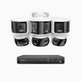FDH600 - 8 Channel PoE Security System with 3 Bullet & 3 Turret Dual Lens Cameras, 6MP Resolution, 180° Panoramic View, Smart Dual Light Night Vision, Two-Way Audio, Active Siren & Alarm, Human & Vehicle Detection, IP67